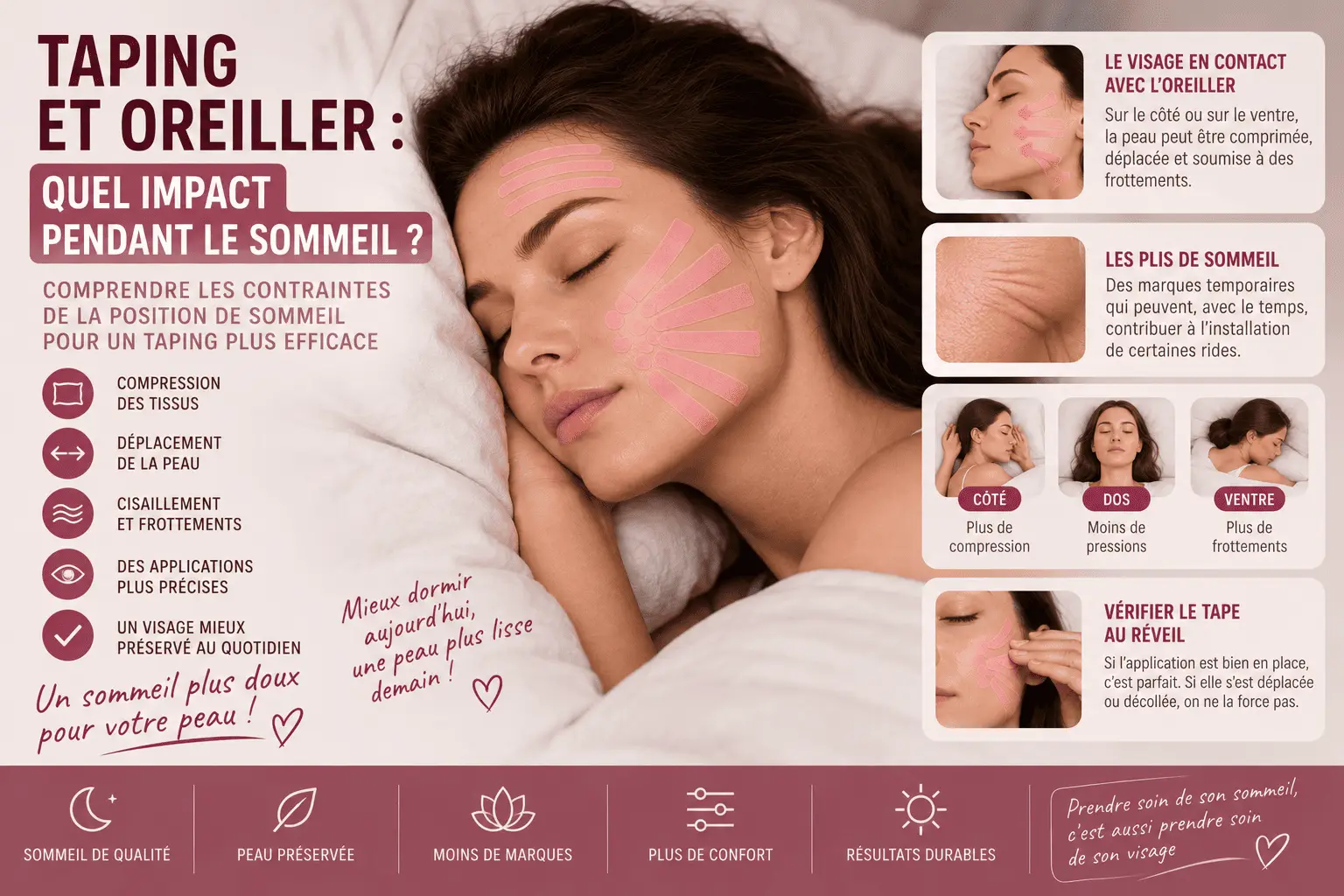 Infographie sommeil et taping visage
