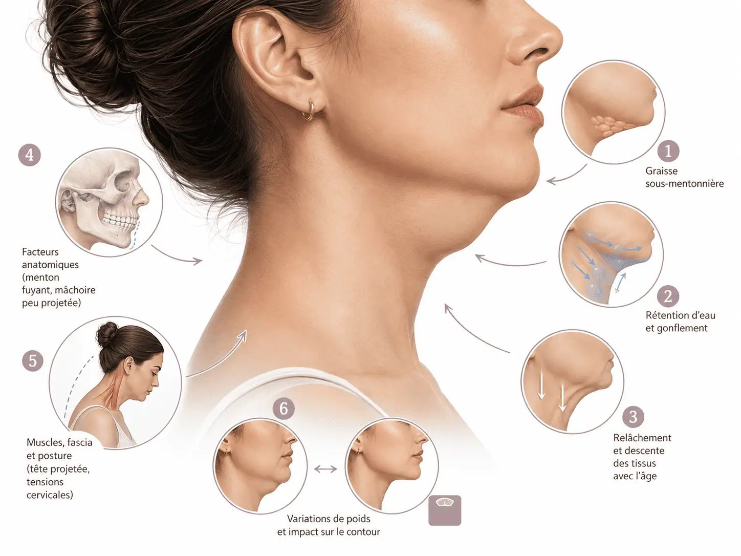 Infographie des causes du double menton