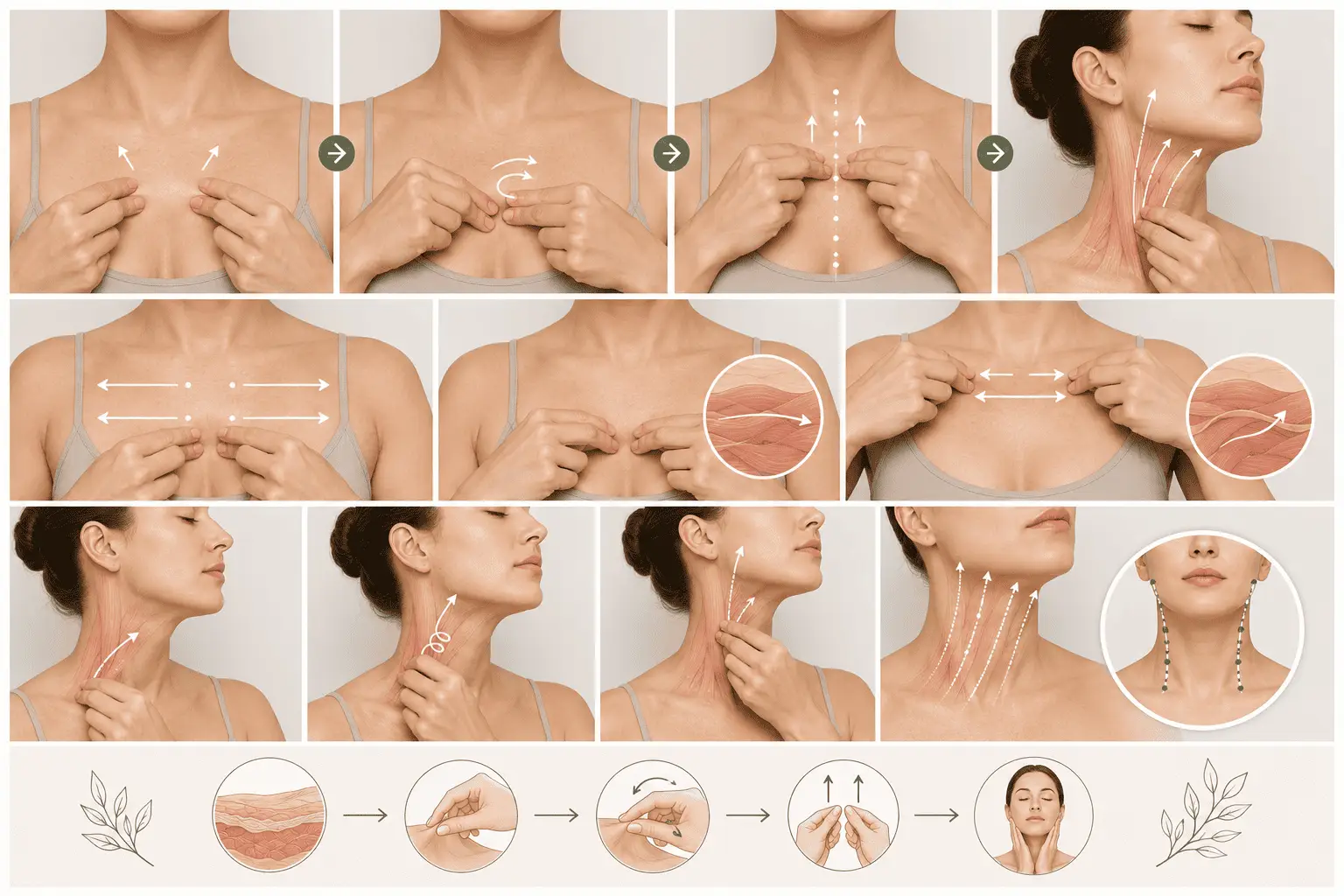 Guide illustr&eacute; du massage du cou et du d&eacute;collet&eacute;