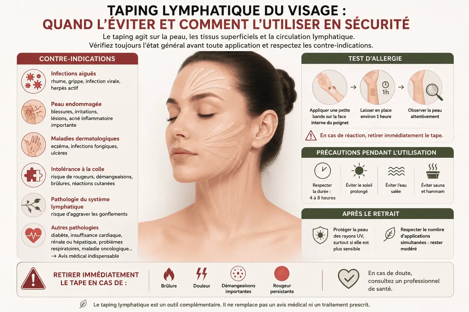Guide du taping lymphatique facial en sécurité