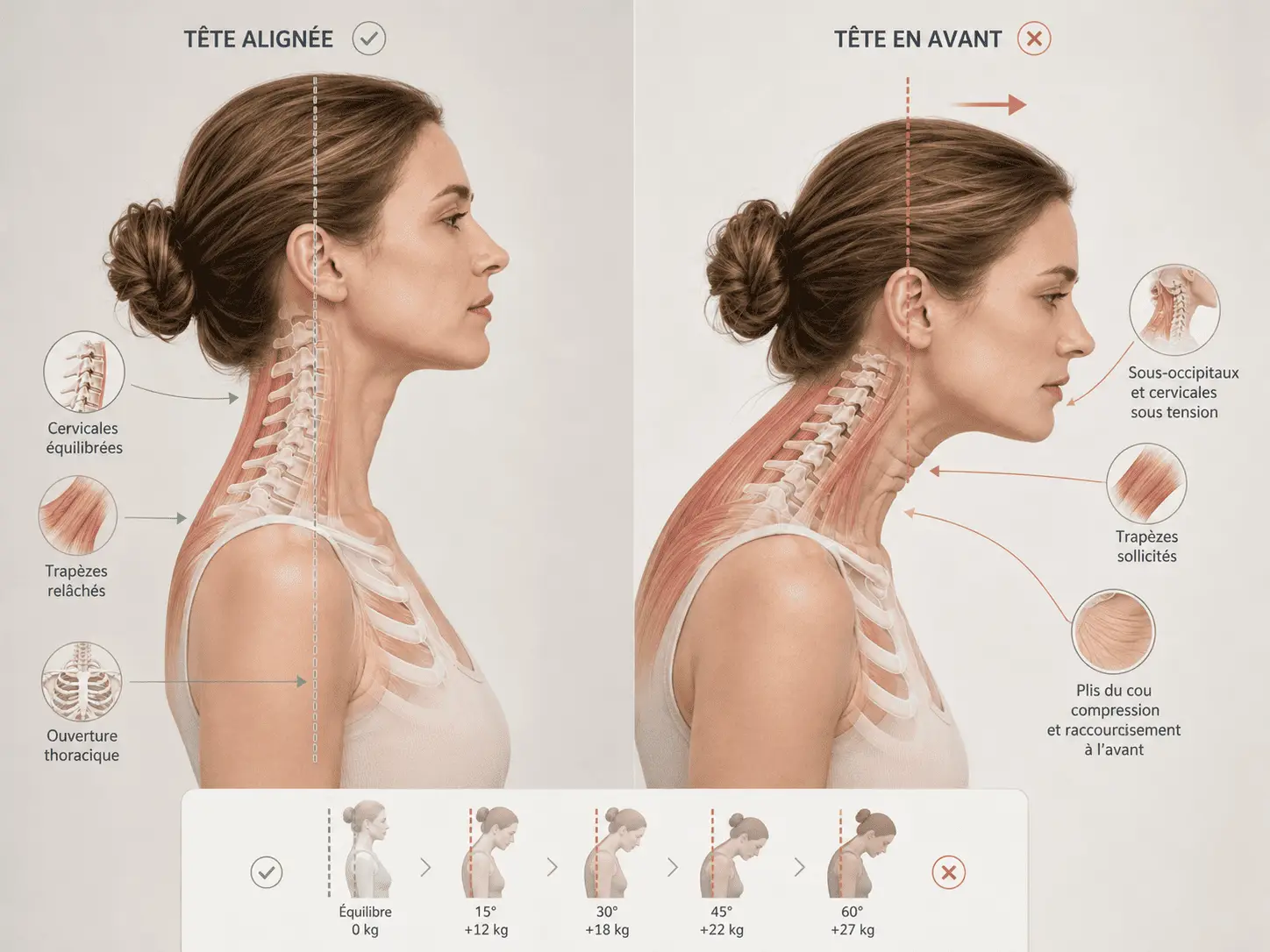Comparaison de l&rsquo;alignement de la t&ecirc;te