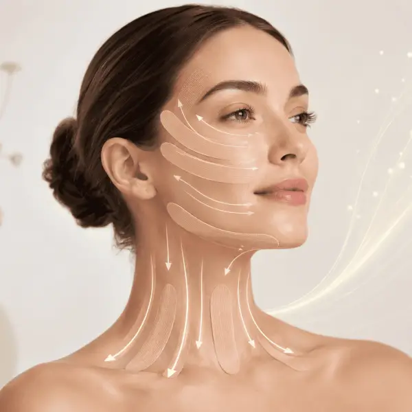 Taping visage drainage lymphatique : comment r&eacute;duire les poches et les gonflements naturellement