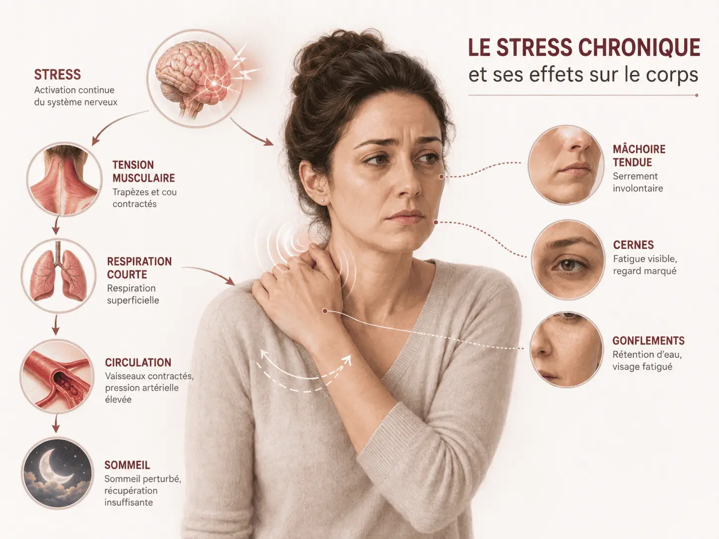 Infographie sur les effets du stress chronique et ses effets sur le corps