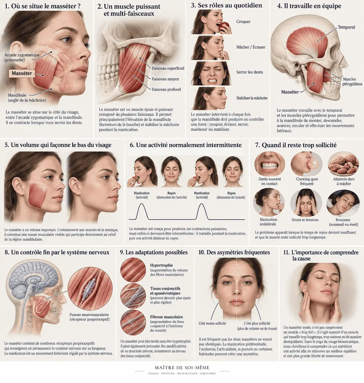 Infographie clinique du muscle mass&eacute;ter et de la m&acirc;choire