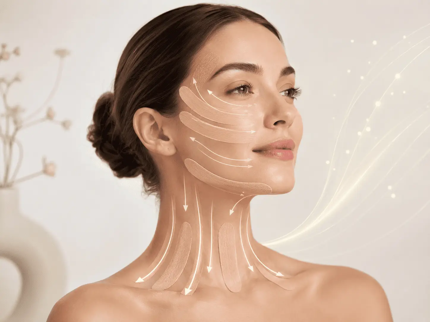 Taping visage drainage lymphatique : comment r&eacute;duire les poches et les gonflements naturellement