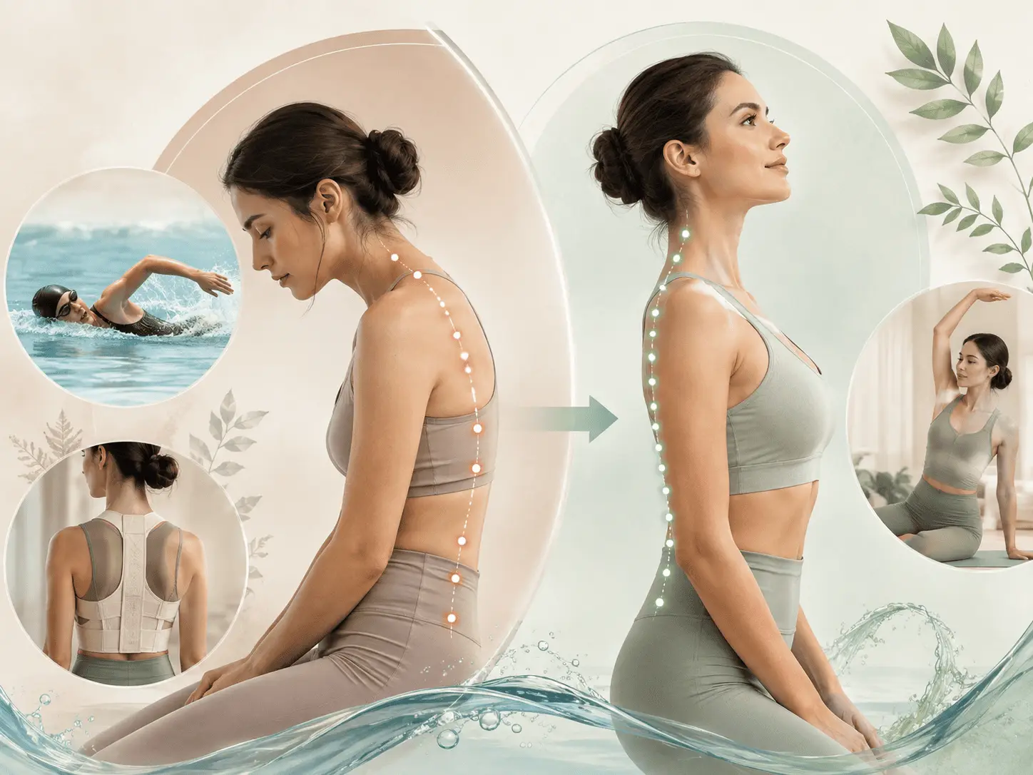 Corriger sa posture durablement : natation, corset et exercices pour redresser le dos